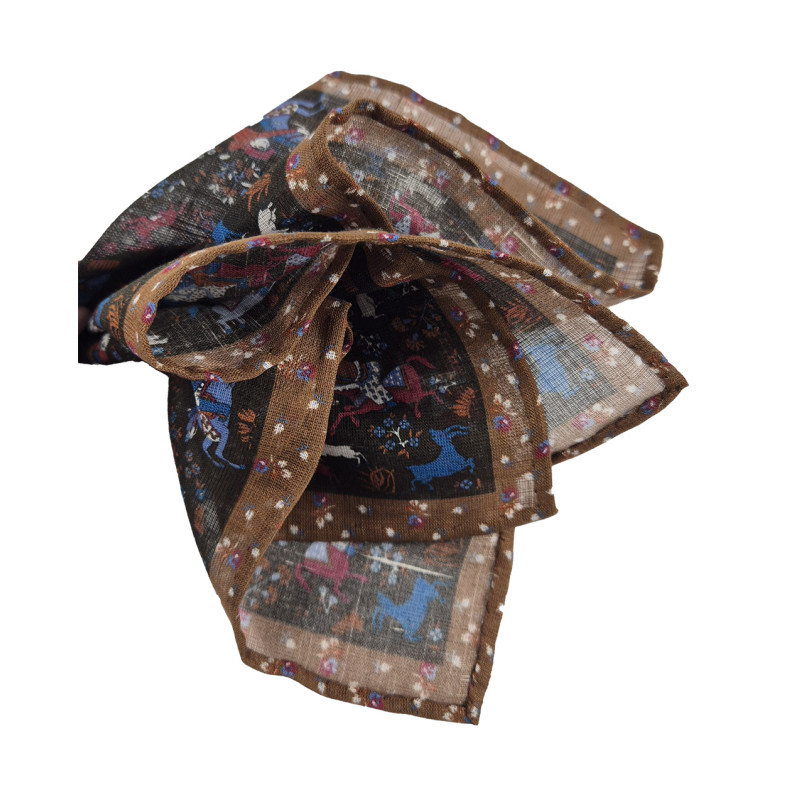 Pochette lino/cotone motivo cavalli -...