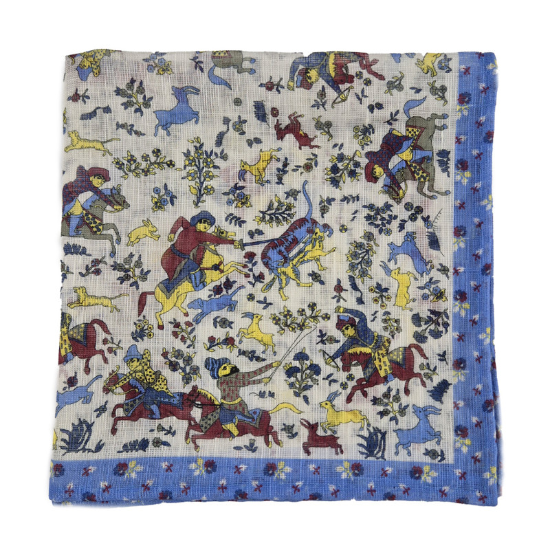 Pochette lino/cotone motivo cavalli -...