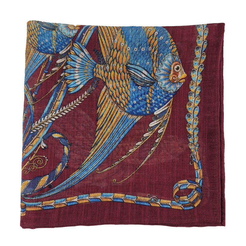 Pochette lino/cotone con pesci -...