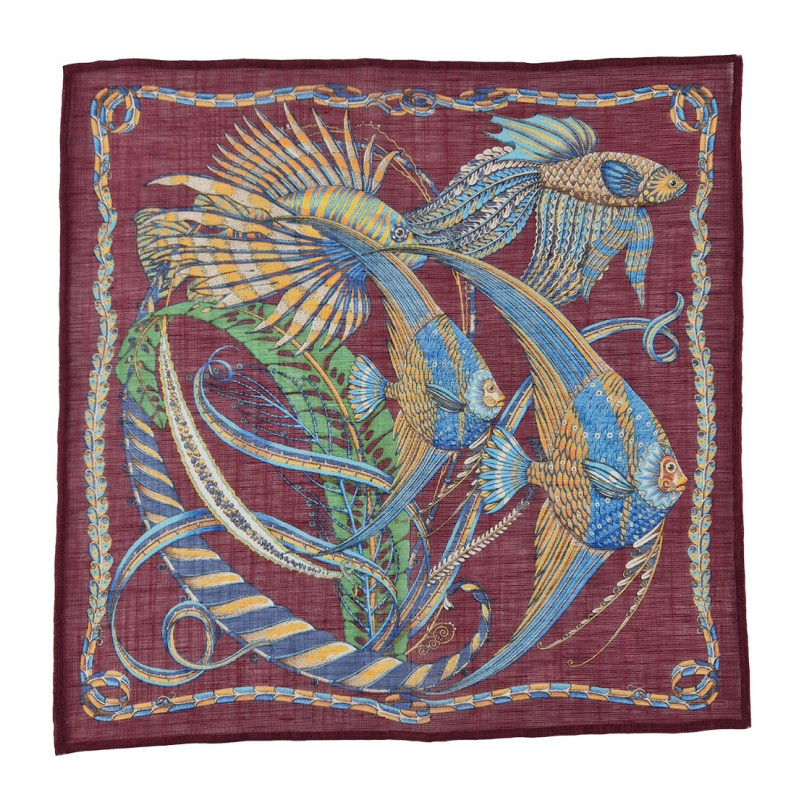 Pochette lino/cotone con pesci -...