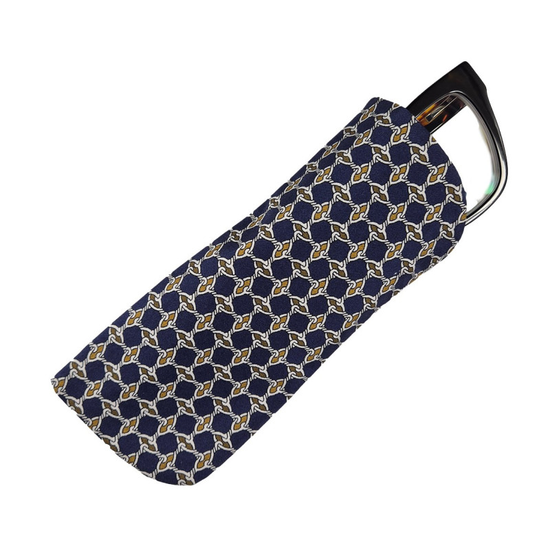 Porta occhiali in seta - navy