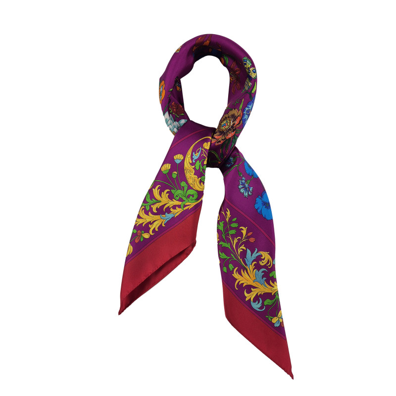 Silk Flower motif fuolard - magenta