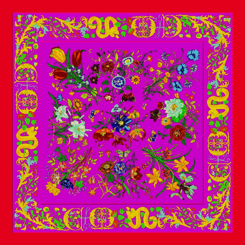 Silk Flower motif fuolard - magenta