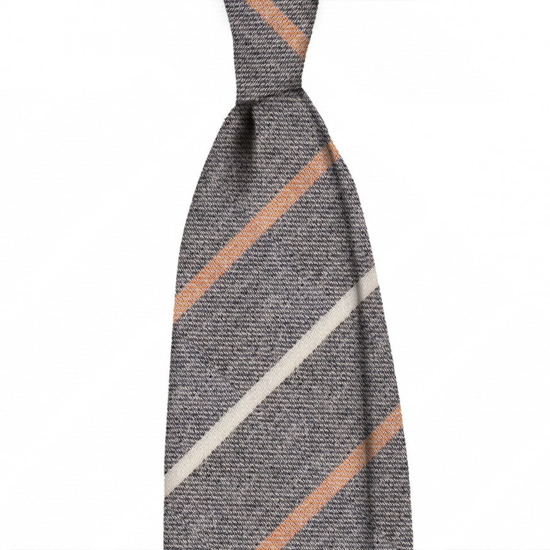 Grey orange cashmere stripes