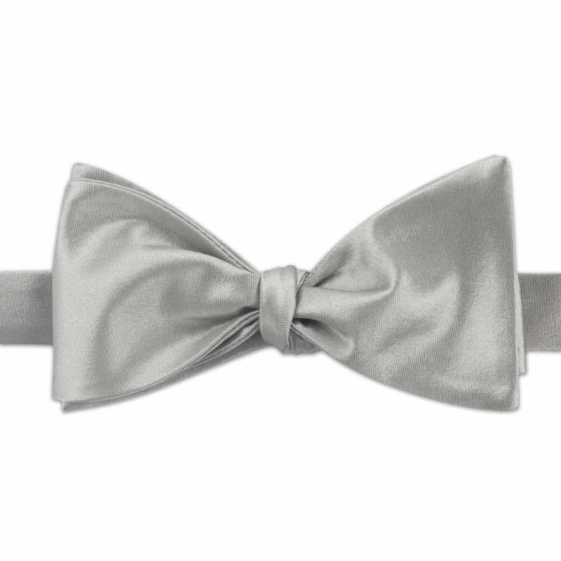 Silver self bow tie