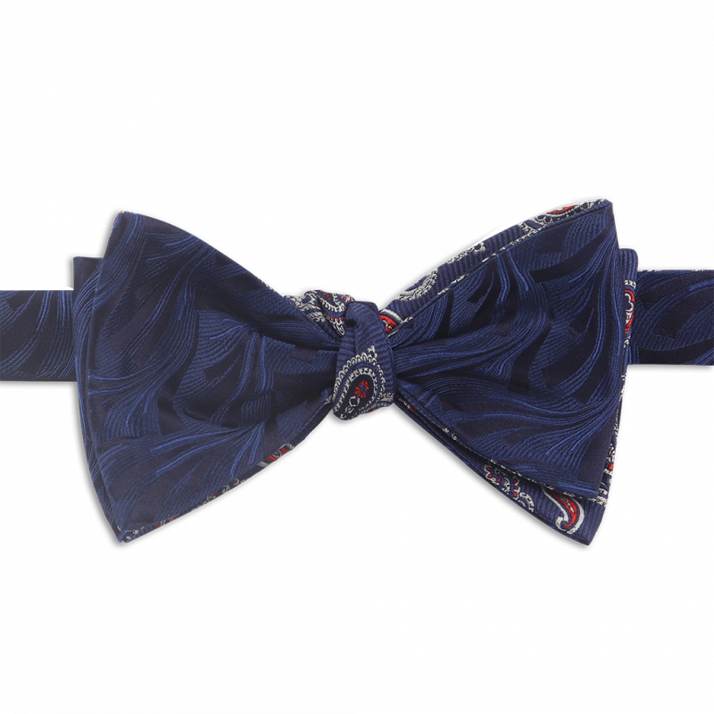 Blue double face self Bow tie
