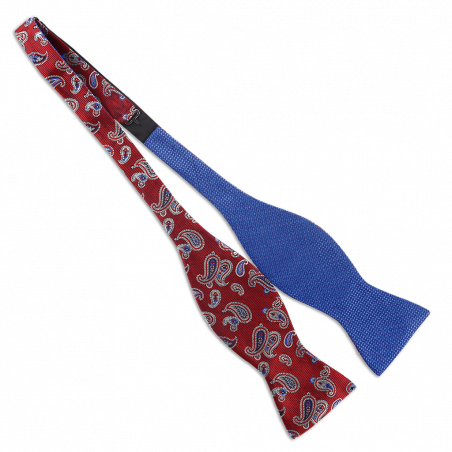 Blue and Red double face self Bow tie