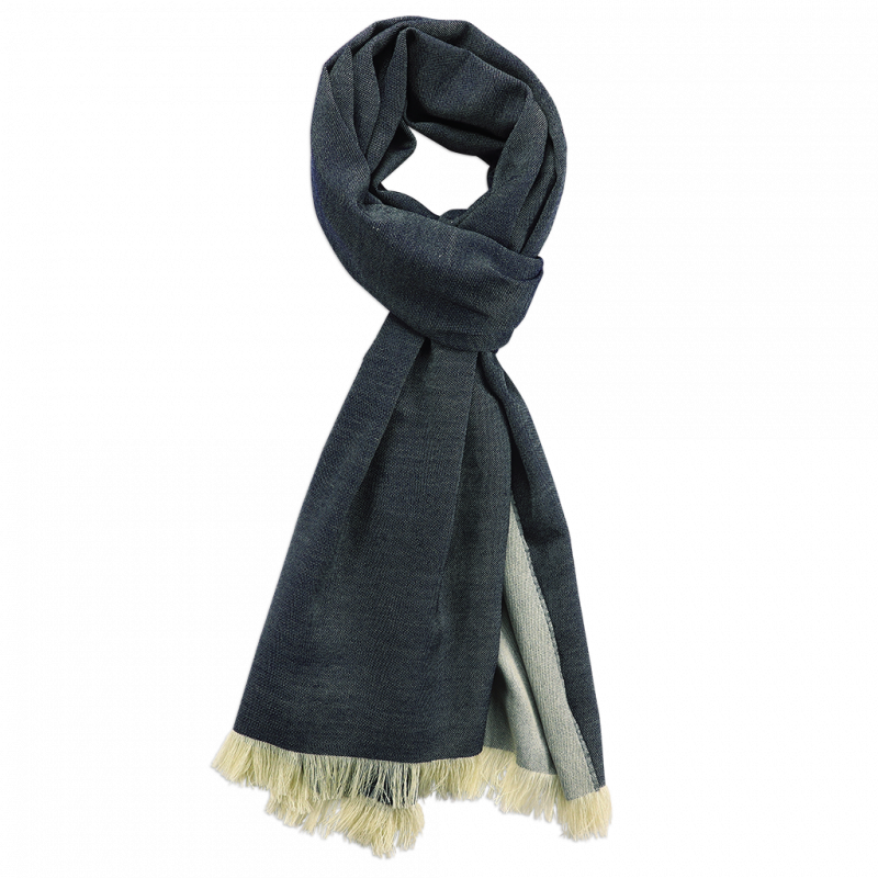 Navy & Cream cashmere Scarf