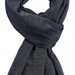 Navy & Cream cashmere Scarf 2
