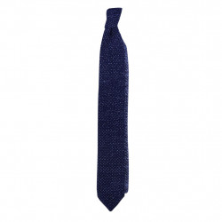 Navy melange V-knitted tie