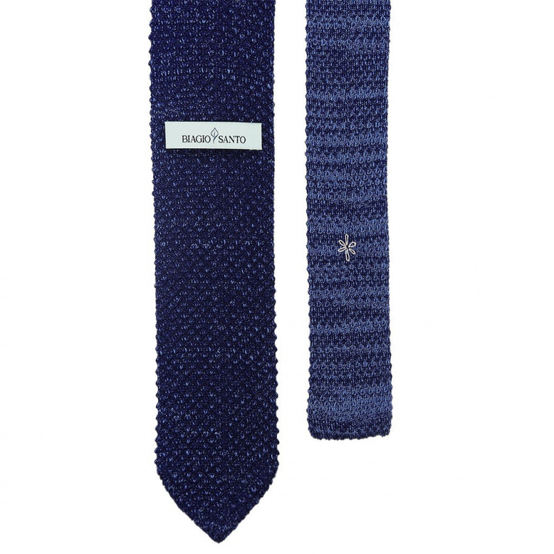 Navy melange V-knitted tie