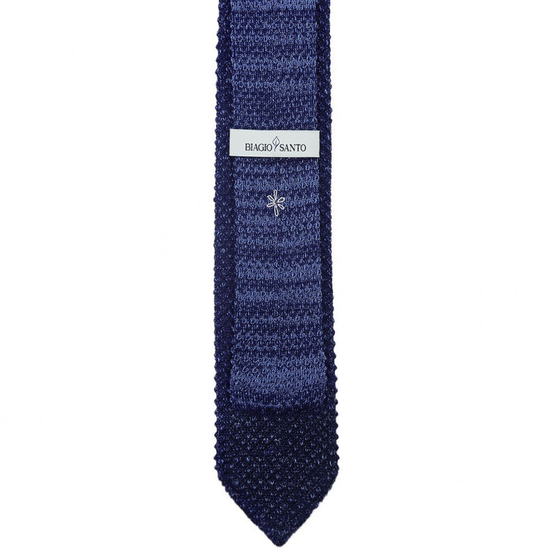 Navy melange V-knitted tie