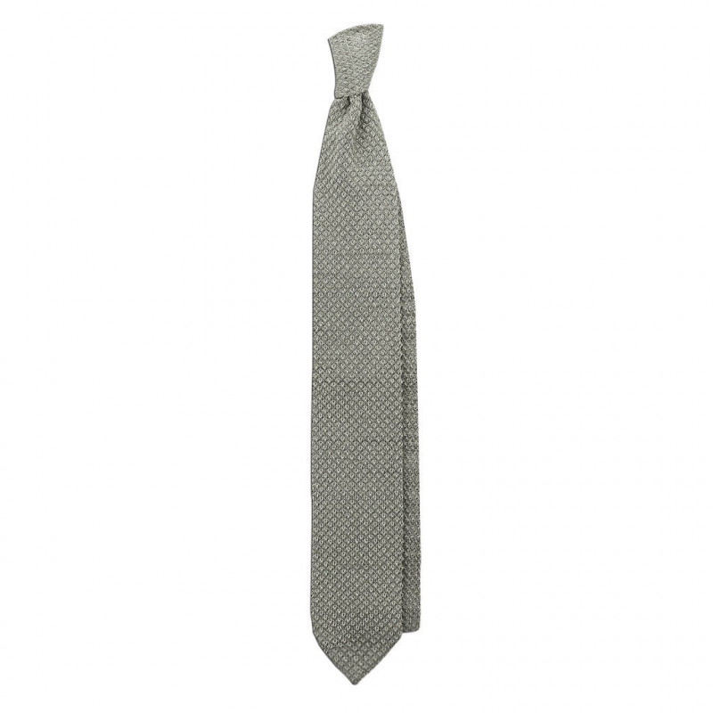Cravatta a maglia grigio melange a punta