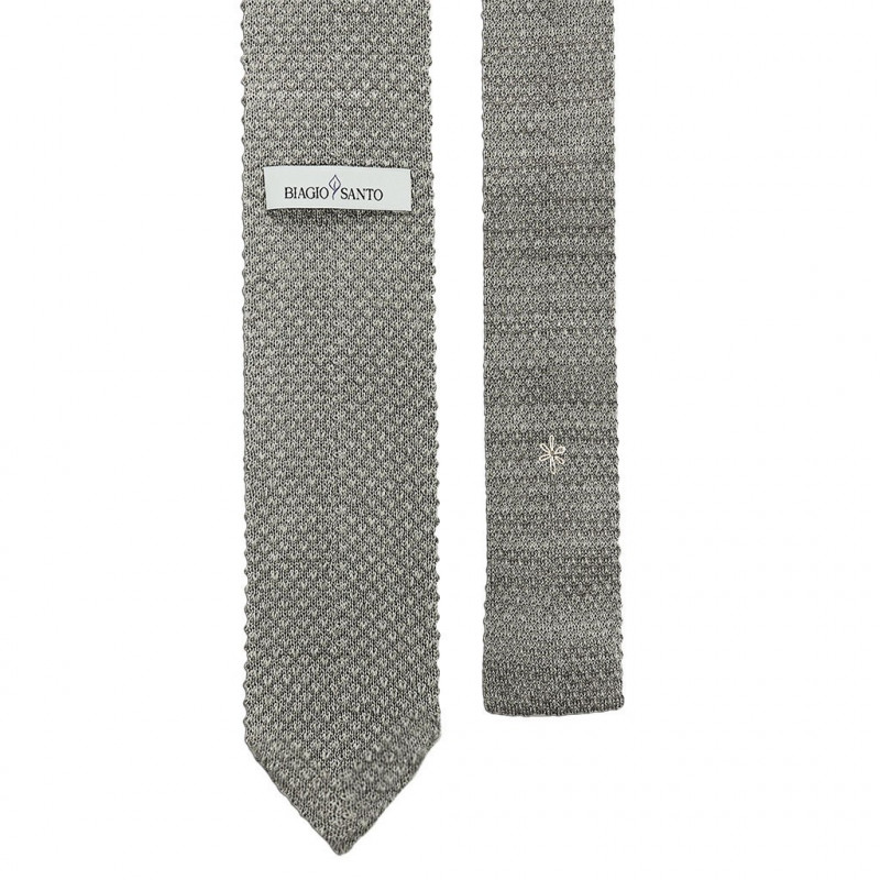 Light grey melange V-knitted tie