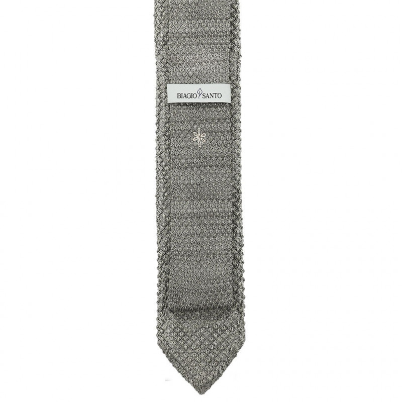 Cravatta a maglia grigio melange a punta Cravatta a maglia grigio melange a punta