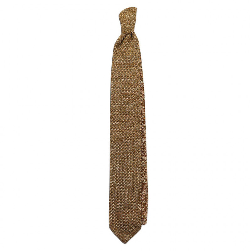 Cravatta a maglia cammello melange a punta