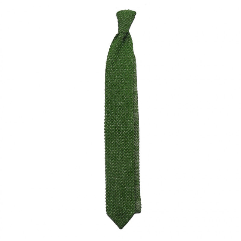 Cravatta a maglia verde melange a punta
