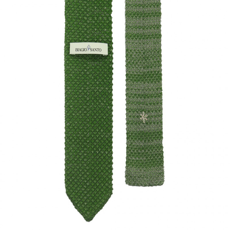 Green melange V-knitted tie