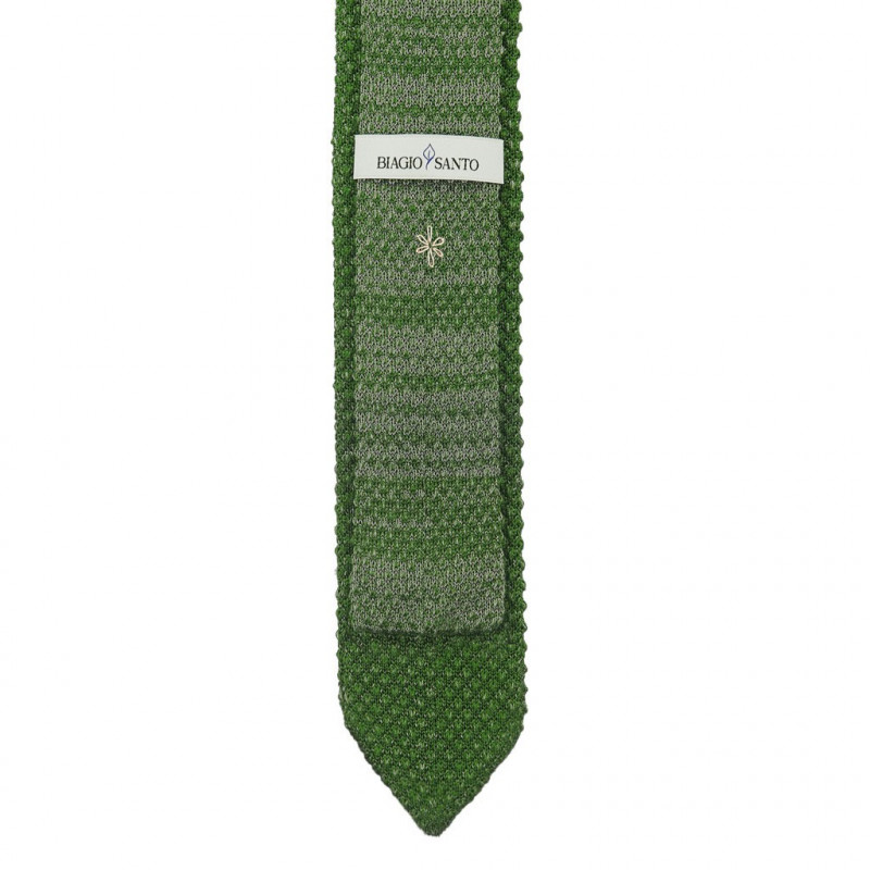 Green melange V-knitted tie