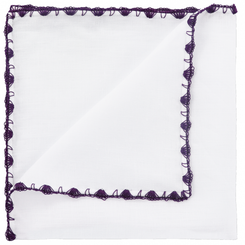Purple pocket square with arched crochet