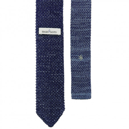 Blue melange V-knitted tie