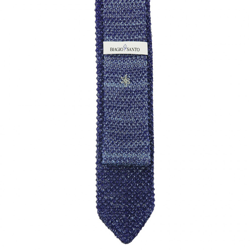 Blue melange V-knitted tie