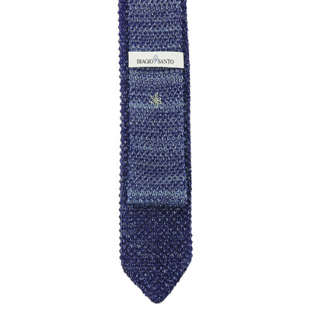Blue melange V-knitted tie