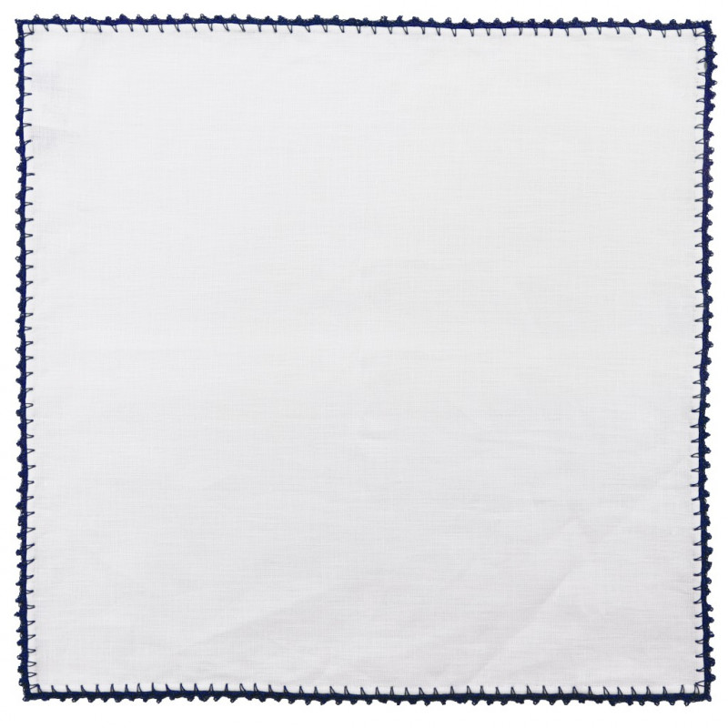 Navy pocket square with pippioli crochet