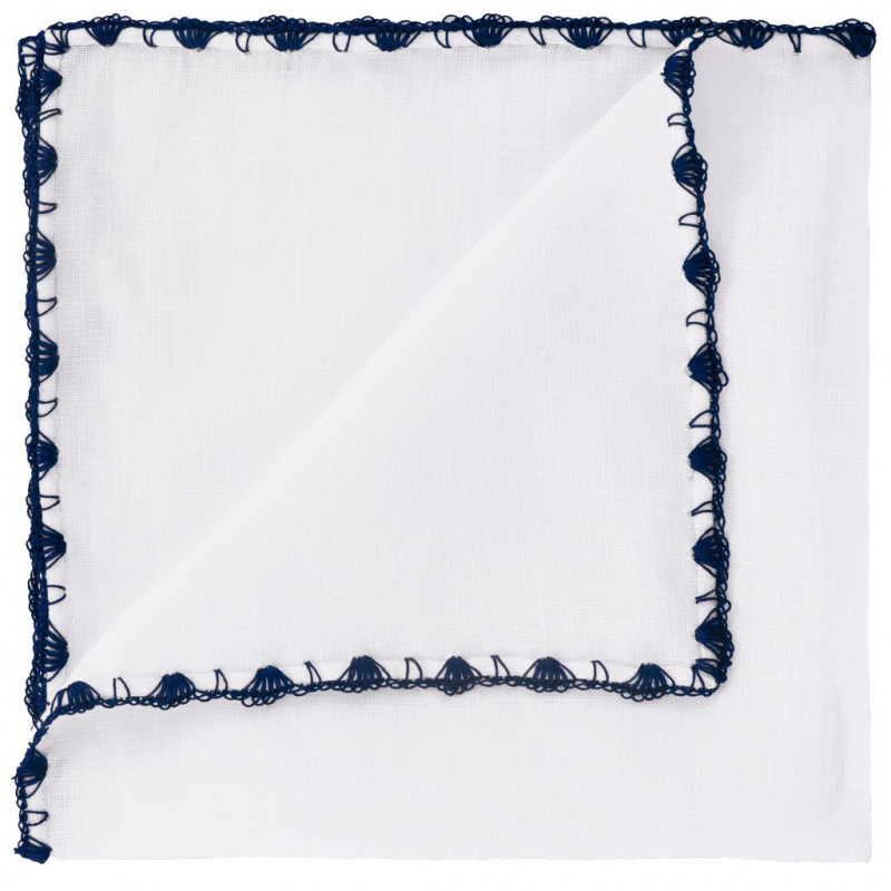 Pochette blu scuro con uncinetto ad archi