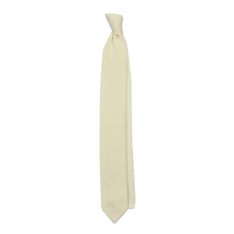 Cravatta a maglia crema a punta