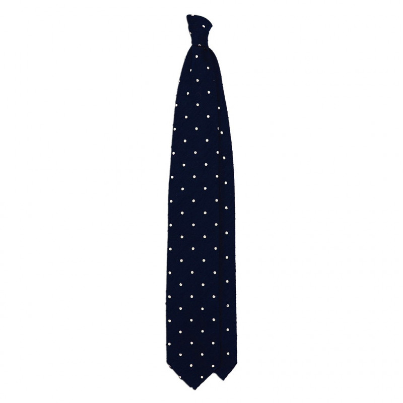 Shantung Navy polka dots