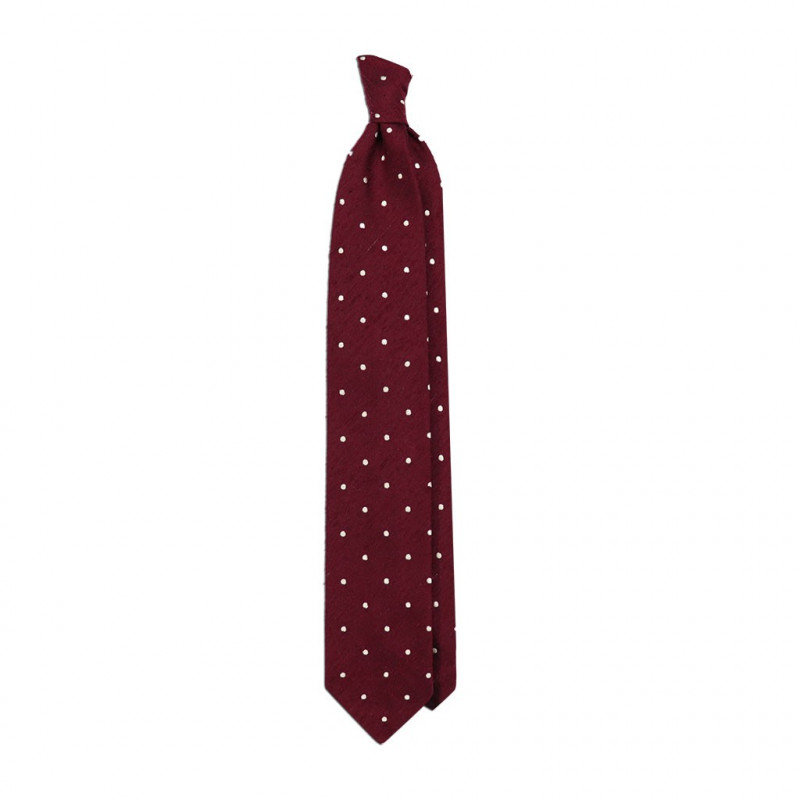 Shantung Bordeaux polka dots