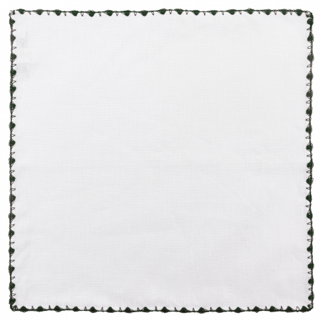 Dark green pocket square with arched crochet