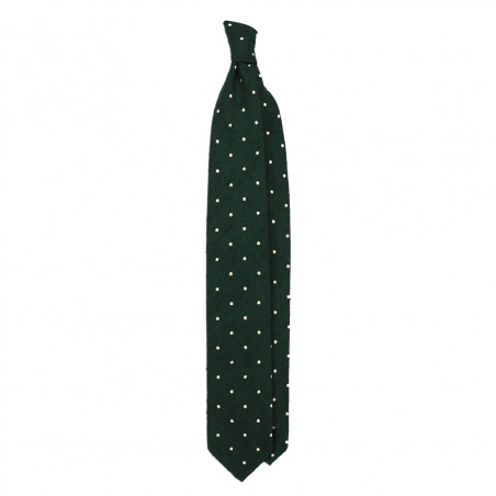 Shantung Dark Green polka dots