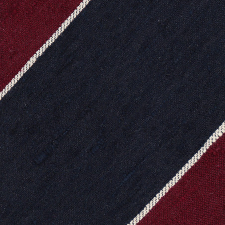 Shantung Navy Burgundy Block Stripes