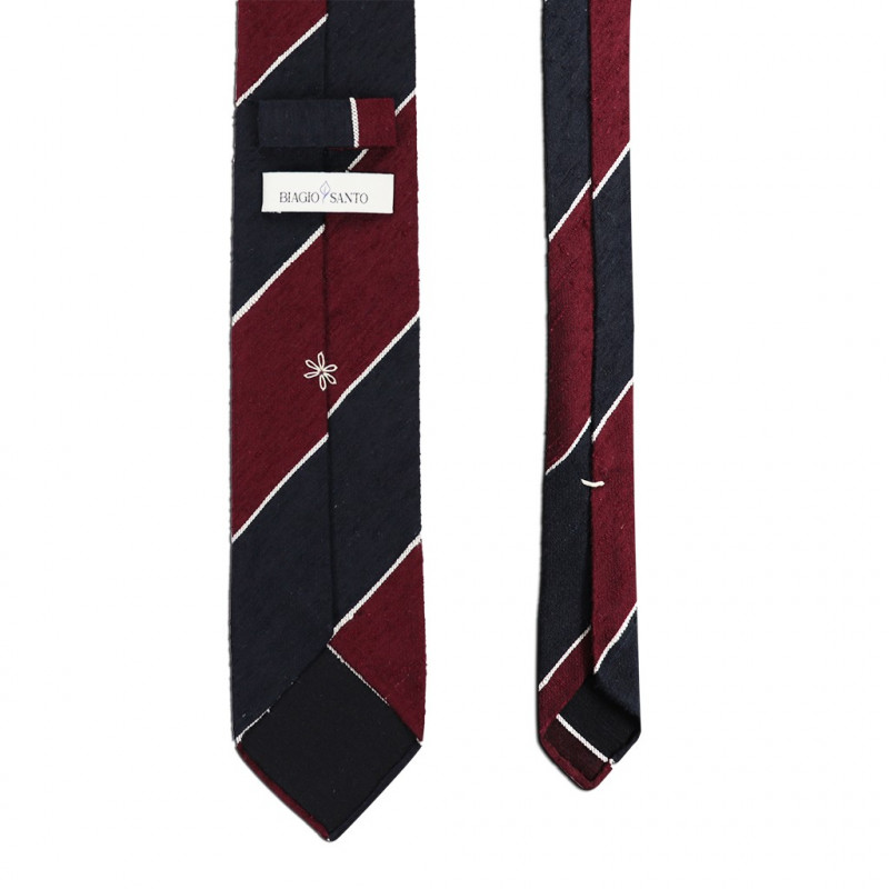Shantung Navy Burgundy Block Stripes