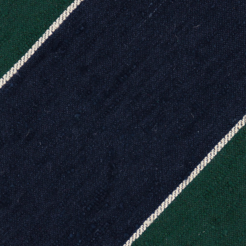 Shantung Navy Dark Green Block Stripes