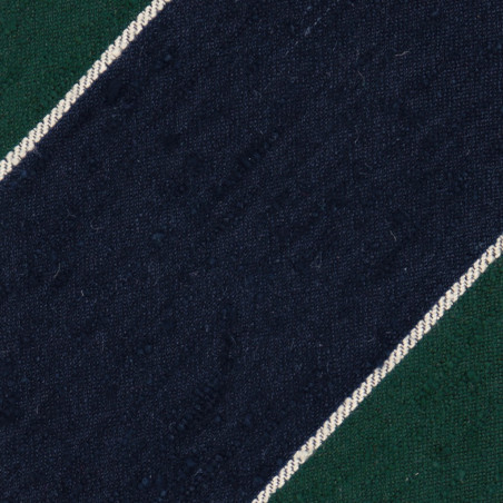Shantung Navy Dark Green Block Stripes