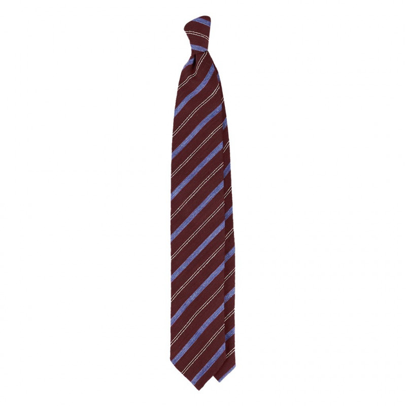 Denim stripe on Burgundy Jacquard