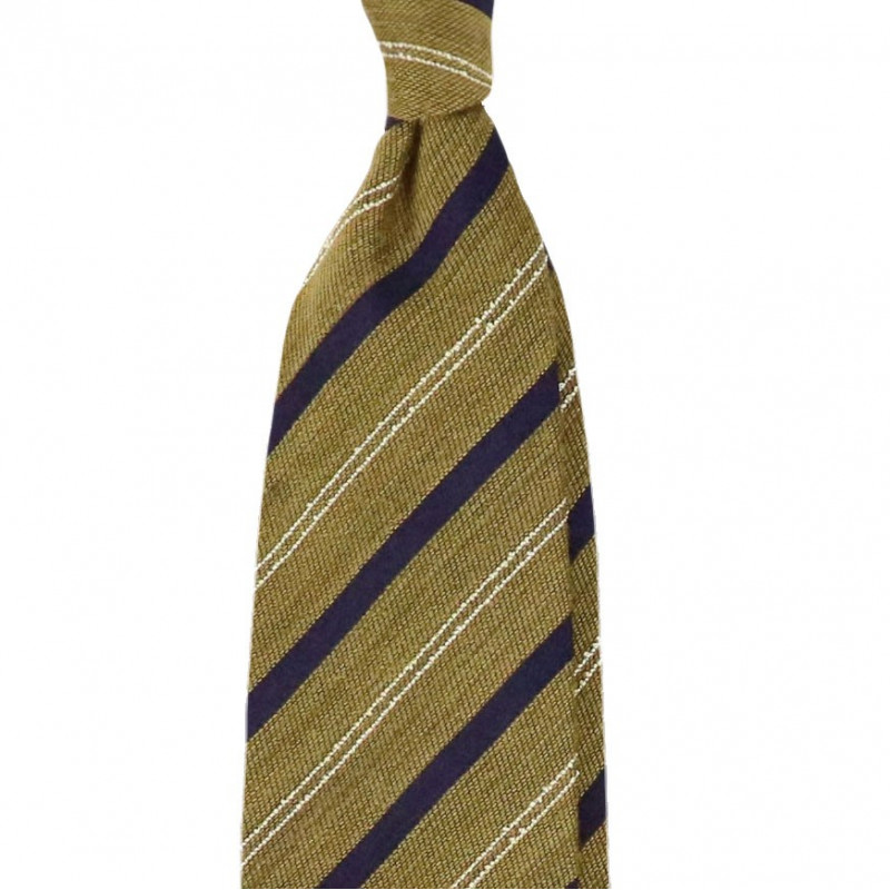 Navy stripe on Mustard Jacquard