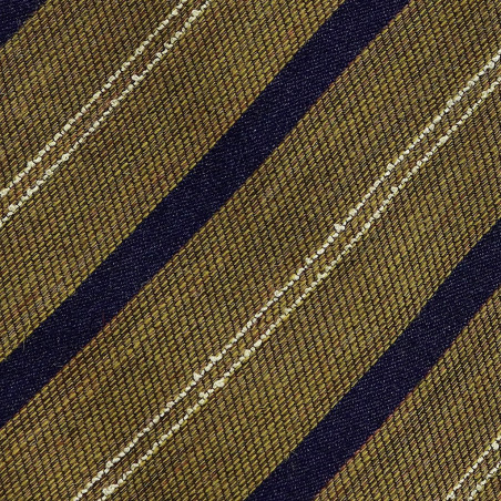 Navy stripe on Mustard Jacquard