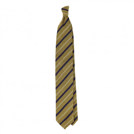Navy stripe on Mustard Jacquard