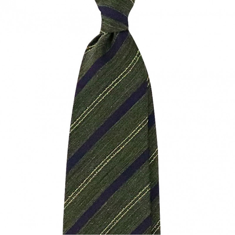 Navy stripe on Dark Green Jacquard