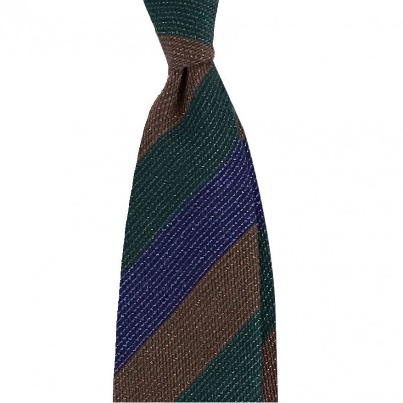 Dark green, brown and navy jacquard stripes