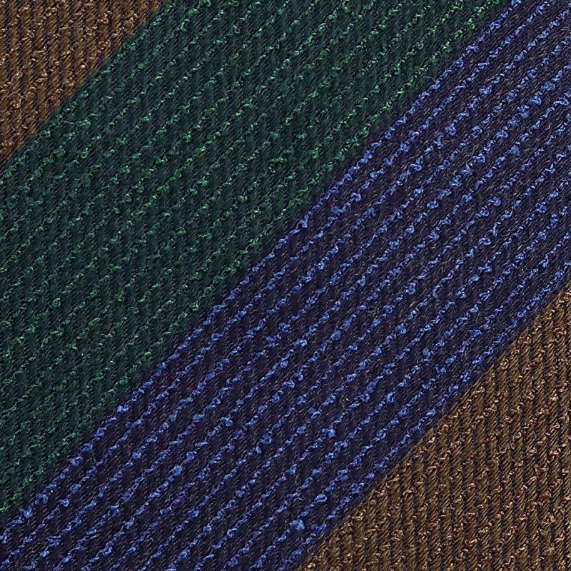 Jacquard regimental verdone, marrone e navy