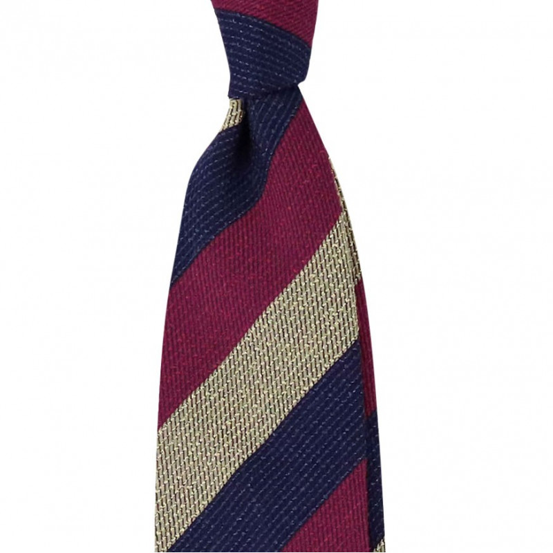 Magenta, camel and navy jacquard stripes