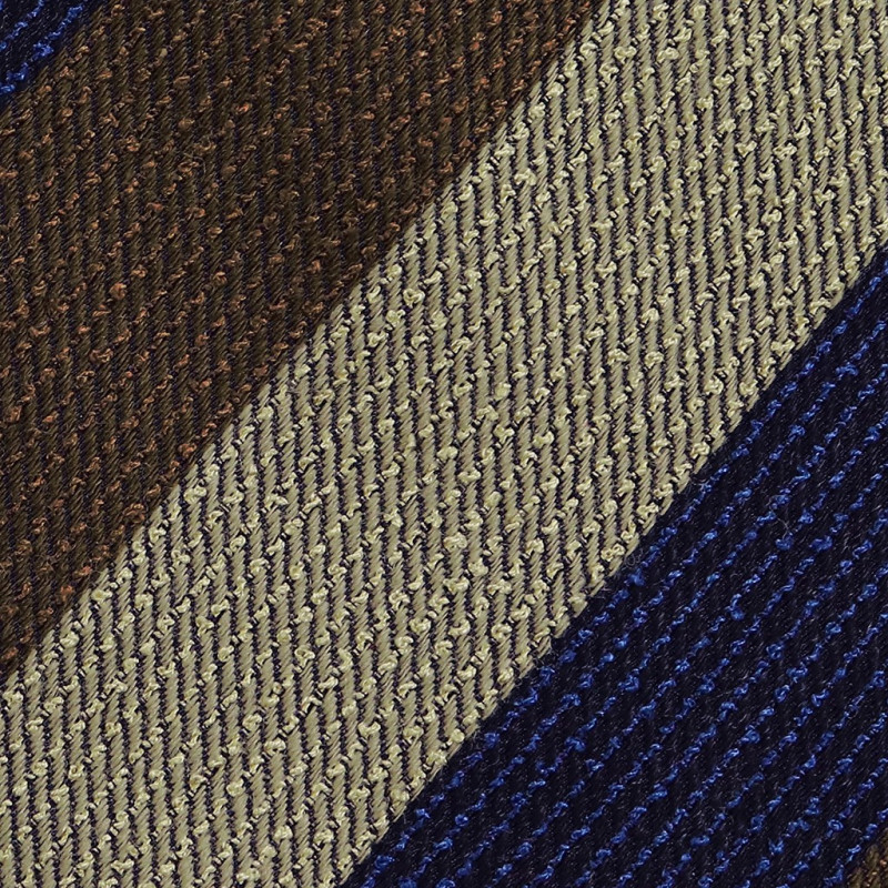 Jacquard regimental beige scuro, marrone e navy