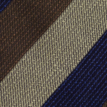 Camel, brown and navy jacquard stripes