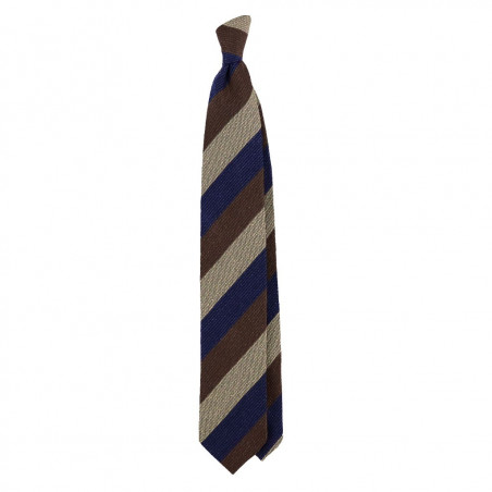 Camel, brown and navy jacquard stripes