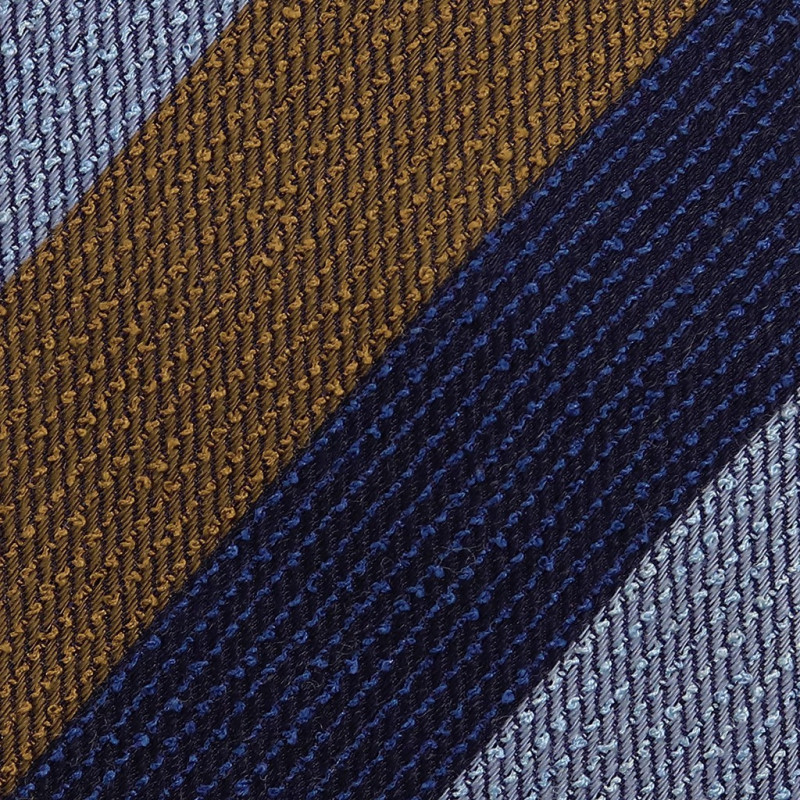 Rust, light blue and navy jacquard stripes